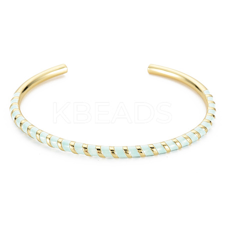 Twisted Brass Enamel Cuff Bangle BJEW-T020-02H-NF-1