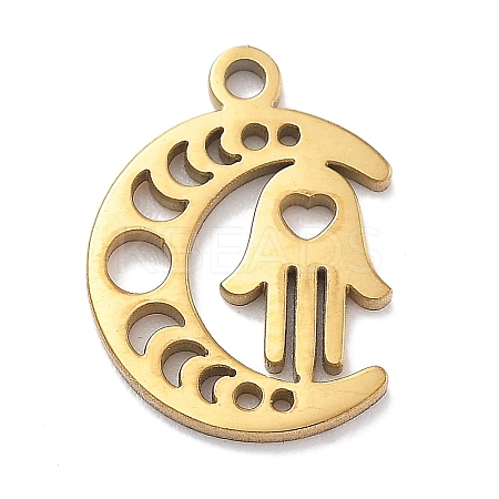 304 Stainless Steel Pendants STAS-R003-03G-03-1
