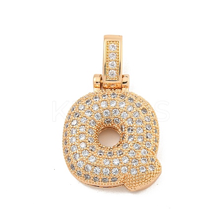 Brass Micro Pave Clear Cubic Zirconia Pendants KK-B099-01G-Q-1