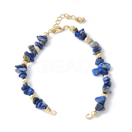 Natural Lapis Lazuli Chip Beaded Bracelet Making KK-F892-19G-1