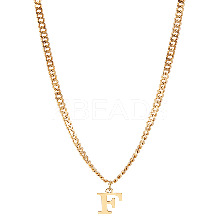 1Pc 304 Stainless Steel Letter Pendant Necklaces NJEW-LP0001-33F-G-1