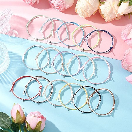16Pcs Two Tone Waxed Polyester Cord Bracelets for Men Women BJEW-JB11790-1