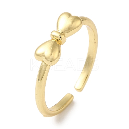 Rack Plating Bowknot Brass Open Cuff Ring for Women KK-B092-39G-1