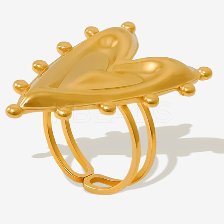 304 Stainless Steel Heart Cuff Ring DX8614-2-1