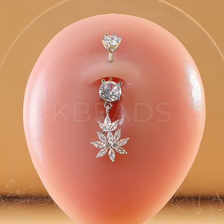 316L Surgical Stainless Steel Micro Pave Clear Cubic Zirconia Belly Rings FS-WG9E32A-02-1