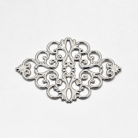 Brass Rhombus Filigree Findings KK-L056-02P-1