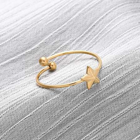 304 Stainless Steel Open Cuff Ring for Women RJEW-A071-01C-G-1