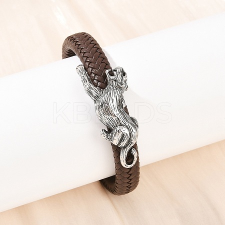 11.5MM Microfiber Leather Braided Cord Leopard Bracelets BJEW-H631-02AS-02-1