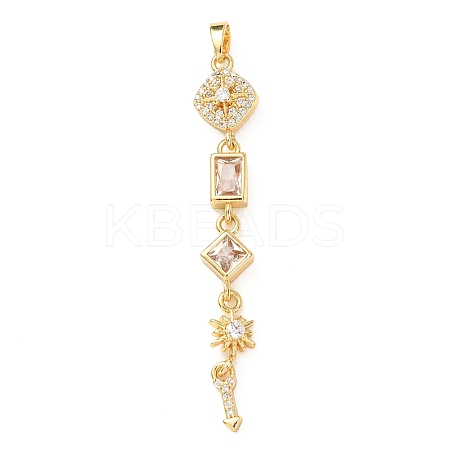 Tassel Brass Micro Pave Clear Cubic Zirconia Big Pendants KK-L271-01G-12-1