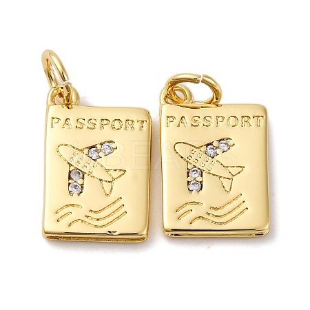 Brass Micro Pave Cubic Zirconia Pendants X-KK-P308-54G-1
