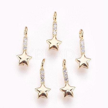 Brass Micro Pave Cubic Zirconia Charms KK-P157-06G-NF-1