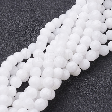 Natural White Jade Beads Strands X-GSR6mmC067-1