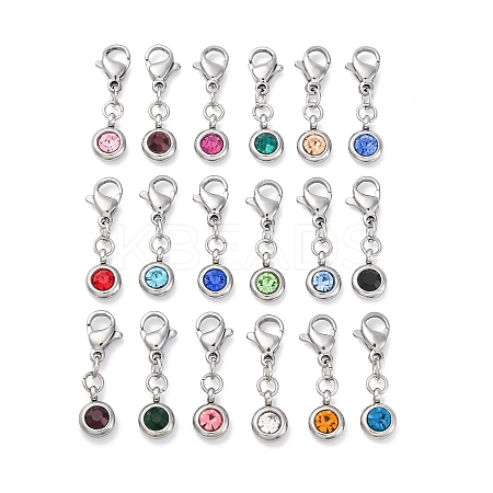 304 Stainless Steel Rhinestone Pendants STAS-D301-25P-19-1