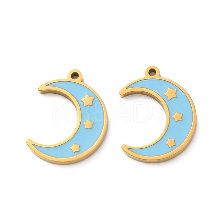 304 Stainless Steel Enamel Pendants STAS-M102-21G-01-1