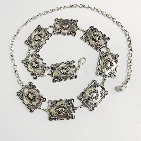 Tibetan Style Alloy Rectangle Link Chain Waist Belly Chains for Women FS-WG1BBEA-02-1