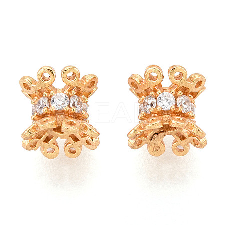 925 Sterling Silver Pave Clear Cubic Zirconia Flower Beads STER-T008-40G-1