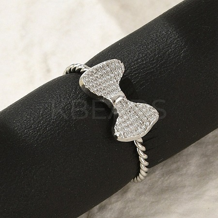 Bowknot 304 Stainless Steel Open Cuff Rings for Women LS-RJEW-G338-08P-1