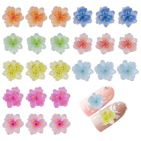 100Pcs Resin Sakura Cabochons MRMJ-ME0001-07-1