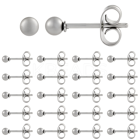 100Pcs 304 Stainless Steel Round Stud Earrings EJEW-BBC0002-05B-P-1