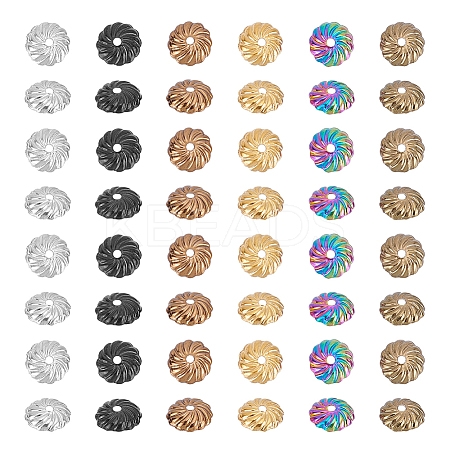 48Pcs 6 Colors Ion Plating(IP) 304 Stainless Steel Bead Caps STAS-UN0049-53-1