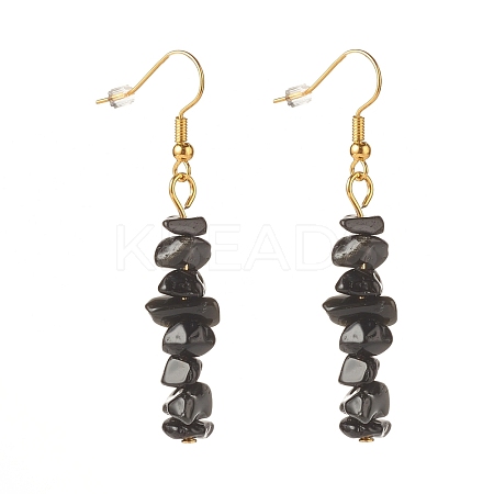 Natural Obsidian Chip Beaded Dangle Earrings EJEW-JE04788-08-1