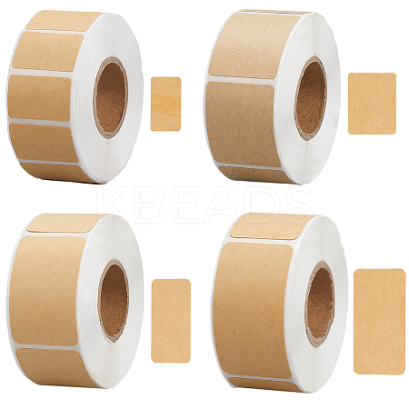 4 Rolls 4 Sizes Kraft Paper Rectangle Blank Label Stickers DIY-BBC0002-69-1