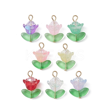 8Pcs 8 Color Glass Pendant PALLOY-JF02368-1