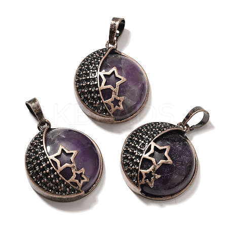 Natural Amethyst Pendants G-P560-01R-23-1