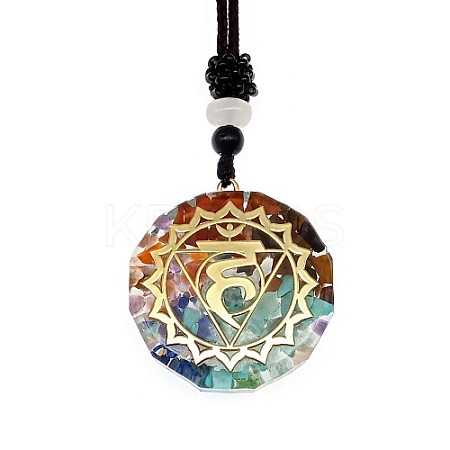 Orgonite Chakra Natural & Synthetic Mixed Stone Pendant Necklaces PZ4674-04-1