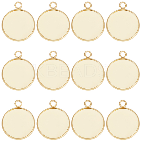 40Pcs 304 Stainless Steel Pendant Cabochon Settings STAS-BBC0006-24B-G-1