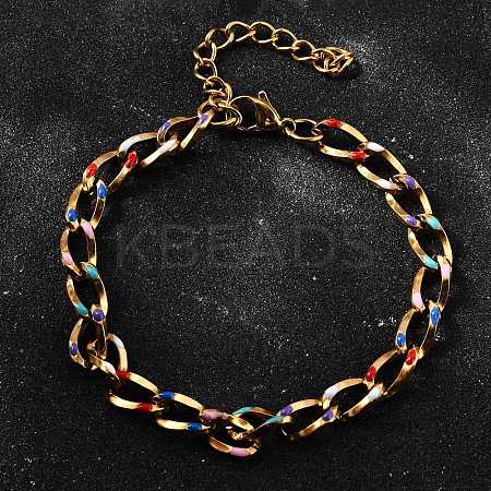 Brass Enamel Chain Bracelets BJEW-S170-01G-1