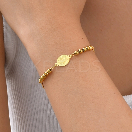 304 Stainless Steel Link & Charm Bracelets for Women BJEW-Z133-04G-1