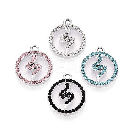 Rack Plating Alloy Rhinestone Pendants PALLOY-T091-21M-P-1