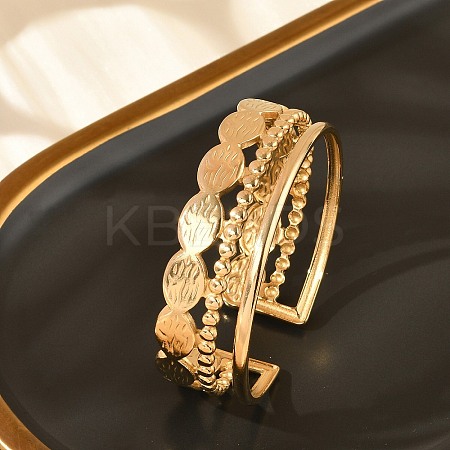 304 Stainless Steel Cuff Bangles for Women BJEW-B120-04G-03-1