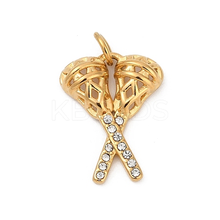 304 Stainless Steel Micro Pave Cubic Zirconia Pendants STAS-D305-02G-F-1
