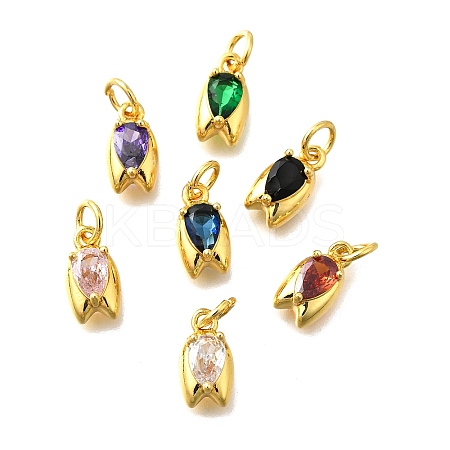 Brass Micro Pave Cubic Zirconia Pendants KK-Z102-03G-01-1