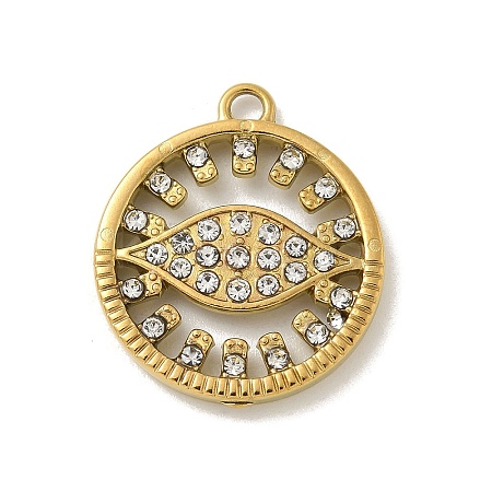 304 Stainless Steel Rhinestone Pendants STAS-I322-49G-1