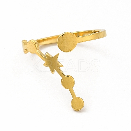Ion Plating(IP) 304 Stainless Steel Morning Star Open Cuff Ring for Women RJEW-B027-12G-1