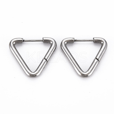 Tarnish Resistant Triangle Huggie Hoop Earrings for Women LS-EJEW-N016-008-NR-1