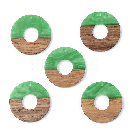 Opaque Resin & Walnut Wood Pendants RESI-S389-013A-C03-1