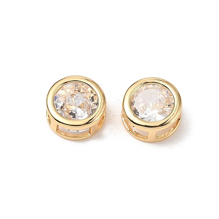 Brass Micro Pave Cubic Zirconia Beads KK-A259-12G-01-1
