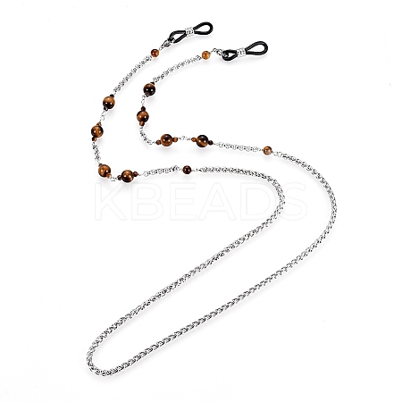 1Pc Natural Tiger Eye Bead Eyeglasses Chains AJEW-DJ0003-41-1