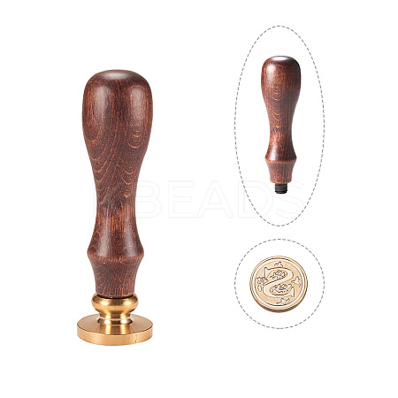 DIY Letter Scrapbook Brass Wax Seal Stamps and Wood Handle Sets AJEW-PH0010-S-1
