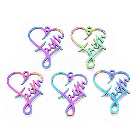 Ion Plating(IP) 201 Stainless Steel Pendants STAS-N098-045M-1