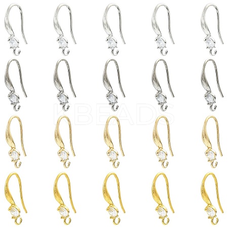 40Pcs 4 Colors Brass Micro Pave Clear Cubic Zirconia Hoop Earring Findings KK-CP0001-10-1