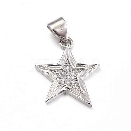 Brass Micro Pave Clear Cubic Zirconia Pendants ZIRC-L085-85P-1