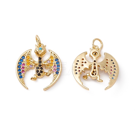 Rack Plating Brass Micro Pave Colorful Cubic Zirconia Pendants ZIRC-C040-48A-G-1