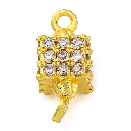 Brass Micro Pave Cubic Zirconia Cube Links Connector Charms KK-A230-04G-1