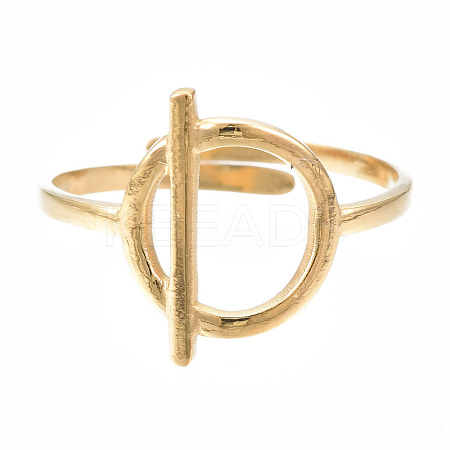 304 Stainless Steel Toggle Clasp Shape Open Cuff Ring RJEW-T023-85G-1
