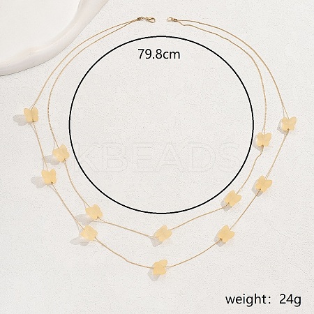 Elegant 201 Stainless Steel Multi-Layer Butterfly Necklace for Women's Party XD6071-1